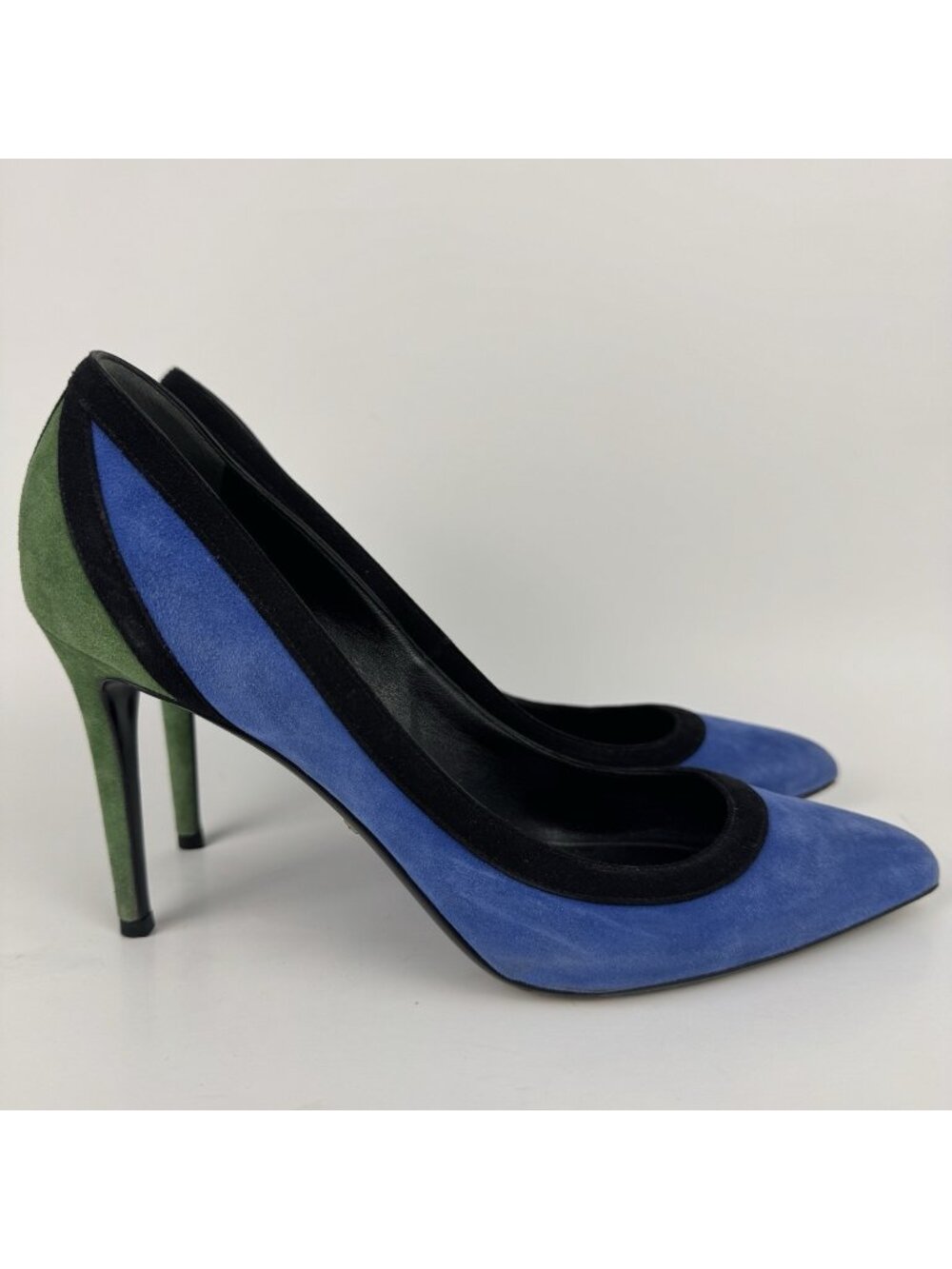 Gucci Tricolor Suede Pointed Toe Pumps Heels – Size 39 Blue Green